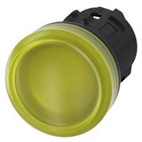 Indicator light, 22 mm, round, plastic, yellow, lens, smooth, with 3SU1001-6AA30-0AA0-Z Y11