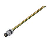 Round plug ,Built-in (with cable), Pin, M8 thread, Number of poles: 8,