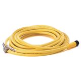 DC Micro (M12), Female, Straight, 5-Pin, PVC Cable, Yellow, Braided