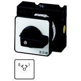 ON-OFF button, T0, 20 A, center mounting, 1 contact unit(s), Contacts: 2, Spring-return in positions 0 and 1, 45 °, momentary, 0>