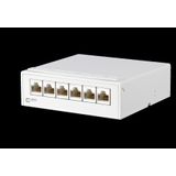 E-DAT C6A 6 port surface mount housing pure white