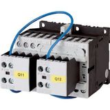 Reversing contactor combination, 380 V 400 V: 5.5 kW, 110 V 50 Hz, 120 V 60 Hz, AC operation