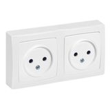 Double ungrounded power socket Surface-mounted switchgear - White