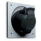 Socket-outlet, panel mounting, 5h, 32A, IP44, unified flange, angled, 3P+E