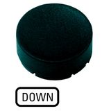 Button plate, raised black, DOWN