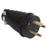 Male plug with earth - rubber - 20A - 4 pins