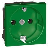 Socket Arteor - German - 16 A - 2P+E shuttered - 2 modules - green