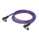 CANopen/DeviceNet cable M12A socket angled M12A plug angled violet