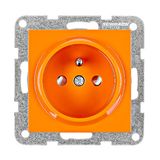 Pin socket outlet with safety shutter, screw clamps, orange