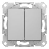 Sedna - double 1pole pushbutton - 10A without frame aluminium