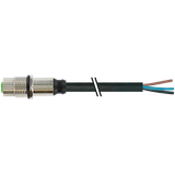 M12 female recept. A-cod. rear PVC 4x0.34 bk UL/CSA 1m