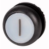 Illuminated pushbutton actuator, RMQ-Titan, Flush, maintained, White, inscribed 1, Bezel: black