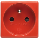 FRENCH STANDARD SOCKET-OUTLET 250V ac - FOR DEDICATED LINES - 2P+E 16A - 2 MODULES - RED - SYSTEM