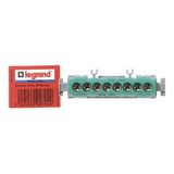 Earth terminal block - 8 terminals for 1.5mm² to 16mm² cable - green