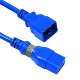 Set of 10 power cords C20 to C19 sockets, length 2m, blue locking female plug