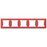 Sedna - horizontal 5-gang frame - red