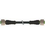 M12 female 0° / M12 female 0° A-cod. PUR 5x0.34 bk UL/CSA+drag ch. 1m