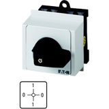 ON-OFF switches, T0, 20 A, service distribution board mounting, 1 contact unit(s), Contacts: 2, 90 °, maintained, With 0 (Off) position, 0-1-0-1, Desi