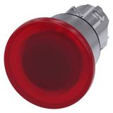 Illuminated mushroom pushbutton, 22 mm, round, metal, shiny, red, 40mm,  3SU1051-1BA20-0AA0-Z Y12