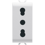 ITALIAN STANDARD SOCKET-OUTLET 250V ac - 2P+E 16A DUAL AMPERAGE - P11- P17 - 1 MODULE - GLOSSY WHITE - CHORUSMART