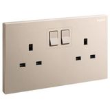 Galion - 2 gangs British Standard switched single pole socket outlet with power indicator - 13A - Rose Gold