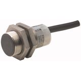 Proximity switch, E57 Premium+ Short-Series, 1 N/O, 2-wire, 40 - 250 V AC, 20 - 250 V DC, M18 x 1 mm, Sn= 5 mm, Flush, NPN/PNP, Stainless steel, 2 m c