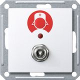 Call button with system socket for pear button comfort with light function, active white glossy, System M