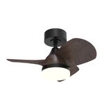 Bryan Mini LED Ceiling Fan 18W 1800Lm CCT Dim Black+Wood