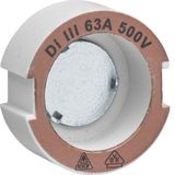 Push-in gauge screw DIII E33 500V ceramic 63A according DIN 49516