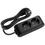 X-tendia Black Two Gang Earth Socket with Cable CP
