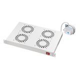 Fan-unit 19" / 1U, 4 fans, Analog thermostat, RAL7035
