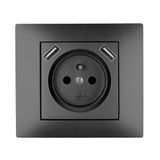 VESTRA POWER UP 2P+Z FLUSH-MOUNTED SOCKET WITH DOUBLE USB n/f