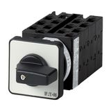 On-Off switch, T0, 20 A, flush mounting, 7 contact unit(s), 13-pole, with black thumb grip and front plate