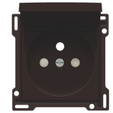 Finishing set for socket outlet with hinged lid, pin earthing and shutters, flush-mounting depth 28.5 mm, dark brown coated