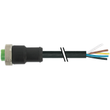 Mini (7/8) 3 pole, Female 0° w/ Cable PUR 3x1.5 (3x16AWG) bk UL/CSA