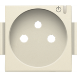 Finishing set for connected switching socket outlet with pin earthing and control button, cream