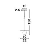 Sandy Black Metal  Opal Glass  LED G9 1x5 Watt 230 Volt  IP20 Bulb Excluded  D: 22 H1: 55 H2: 150 cm Adjustable height