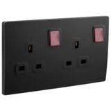 281119MB Mallia Senses 2 gang BS switched socket outlet double pole - with LED - 13A