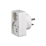 Adapter for connecting 1 2P+E 16A plug + 1 2P+E 20A plug to a 32A socket