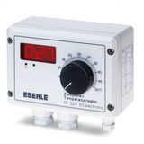 Wet room temperature controller with digital actual value display, AP mounting, 0...50C, AC 230V 50 Hz, 1 changeover contact, 10 A, IP 54