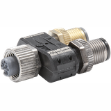 T-coupler slimline M12-fem. 5p./2x M12 male Feed Power+IO-Link Class B