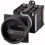 Main switch, T3, 32 A, rear mounting, 5 contact unit(s), 9-pole, STOP function, With black rotary handle and locking ring