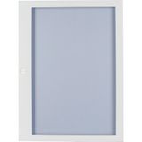 Flush mounted steel sheet door white, transparent, for 24MU per row, 2 rows