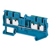 PUSH-IN TERMINAL, FEED THROUGH, 4 POINTS, 2,5MM², BLUE