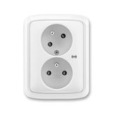5583A-C02357 B Double socket outlet with earthing pins, shuttered, with turned upper cavity, with surge protection