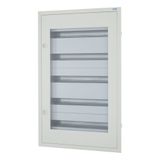 Complete flush-mounted flat distribution board with window, grey, 24 SU per row, 5 rows, type C