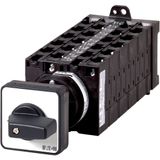 On-Off switch, T3, 32 A, rear mounting, 11 contact unit(s), 22-pole, with black thumb grip and front plate