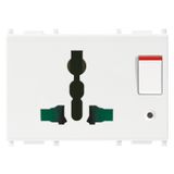 2P+E13A SICURY multi-outlet+switch white