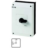 On-Off switch, T5B, 63 A, surface mounting, 1 contact unit(s), 1 pole, with black thumb grip and front plate