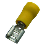 Flat connector sleeve (female) 4.0-6.0/6.3x0.8 yellow insulated Nylon